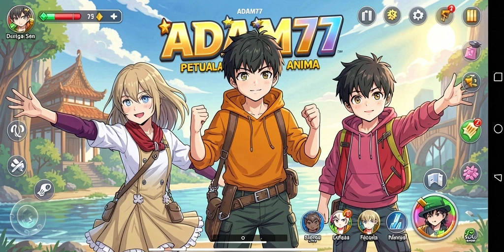 Screenshot ADAM77 menunjukkan aksi seru dalam pertempuran karakter anime.
