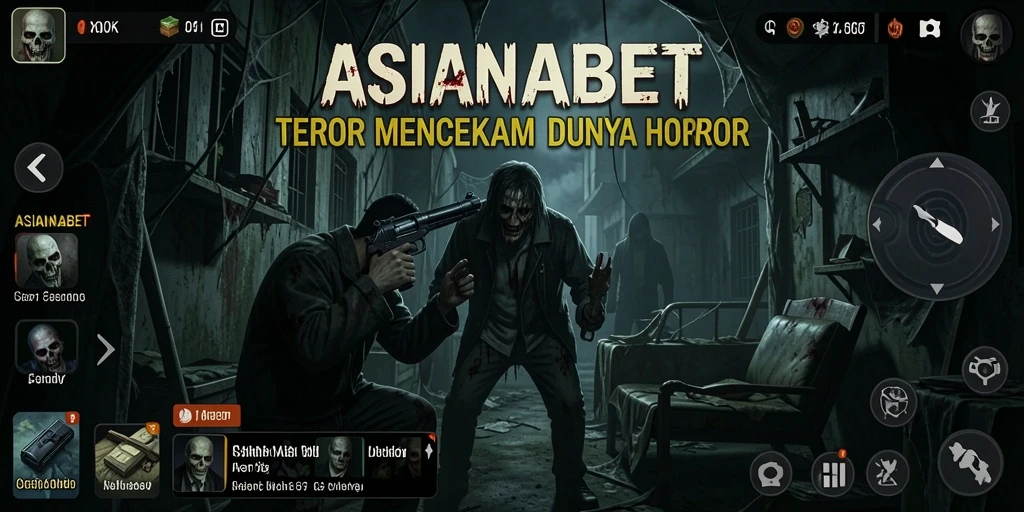 Tampilan gameplay ASIANABET dengan suasana mencekam dan karakter menyeramkan.