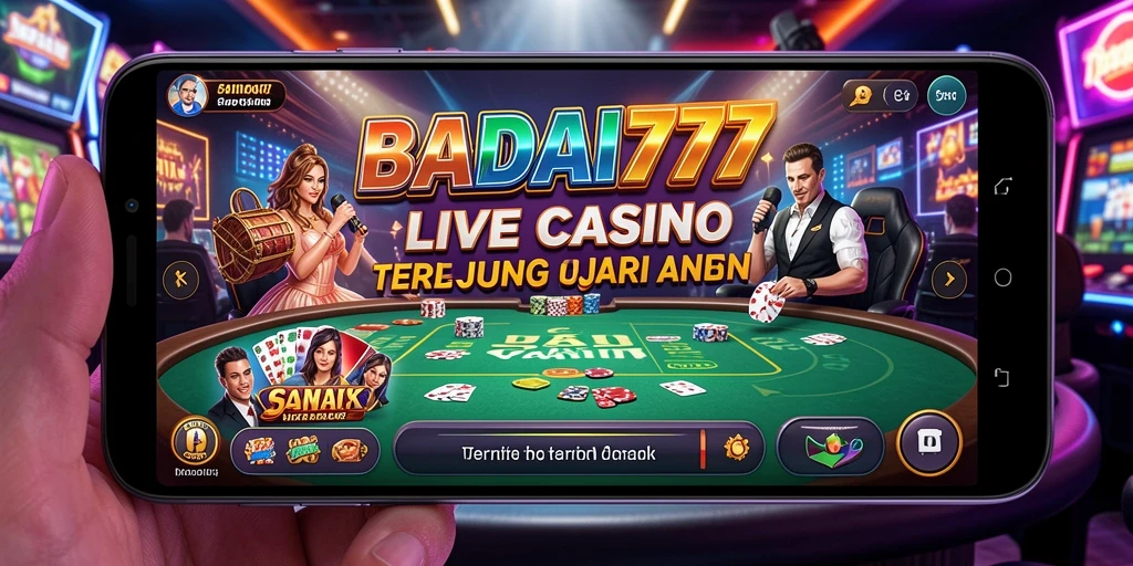 Skrinsut gameplay BADAI777 menampilkan dealer profesional dan lingkungan Live Casino yang menarik.