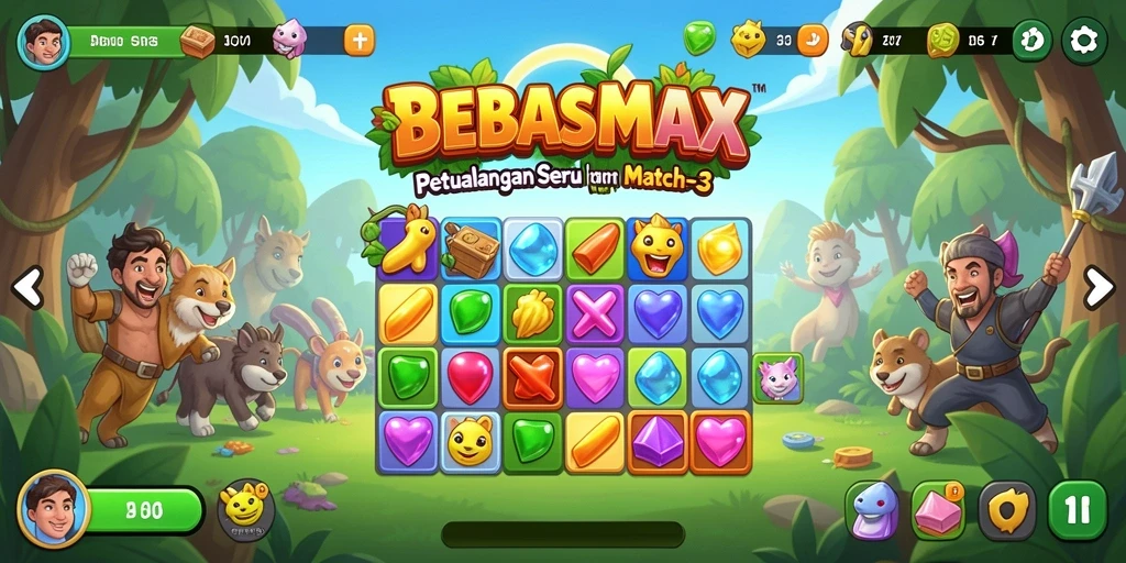 Screenshot gameplay BEBASMAX yang menunjukkan keseruan mencocokkan objek.