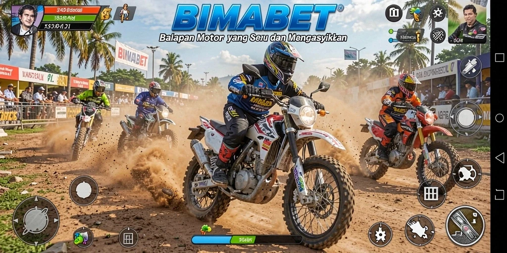 Tampilan menakjubkan dari gameplay balapan motor di BIMABET.