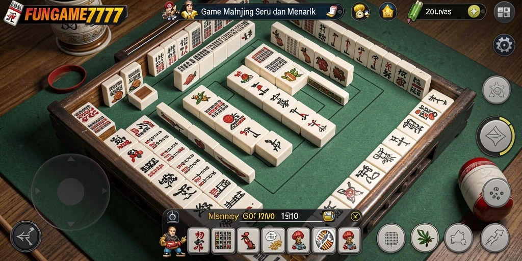 Tangkapan layar gameplay FUNGAME777 menampilkan tantangan Mahjong yang seru.