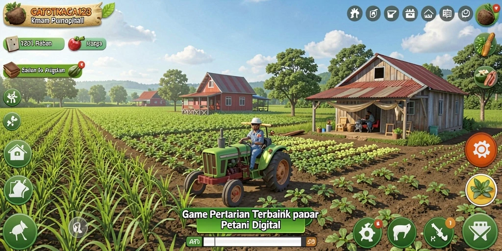 Tampilan gameplay <strong>GATOTKACA123</strong> yang menunjukkan keseruan bertani.