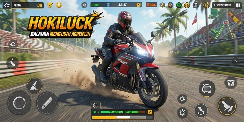 Tampilan gameplay HOKILUCK yang penuh aksi dan kecepatan.