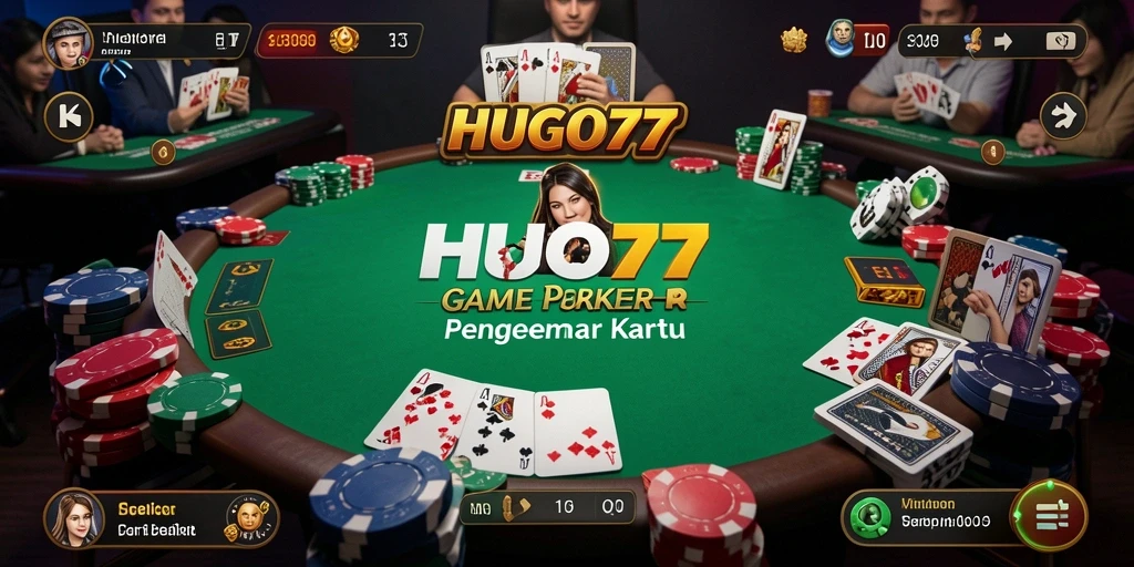 Screenshot HUGO77 menampilkan momen seru permainan Poker.
