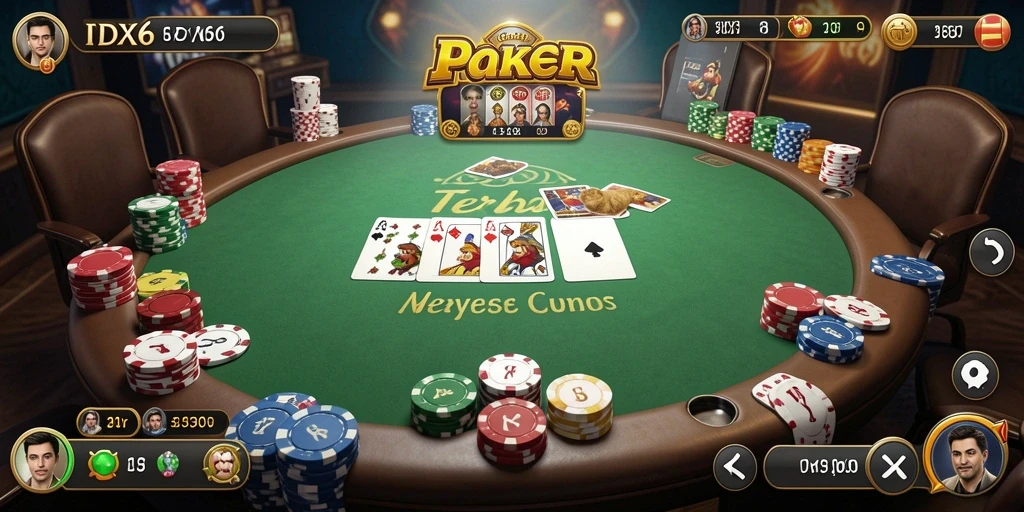 Tampilan gameplay Poker yang menarik dan interaktif di IDX66.