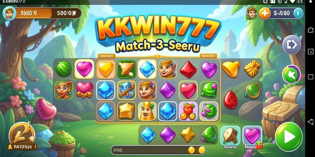Tampilan gameplay menarik dengan objek warna-warni dalam permainan Match-3.
