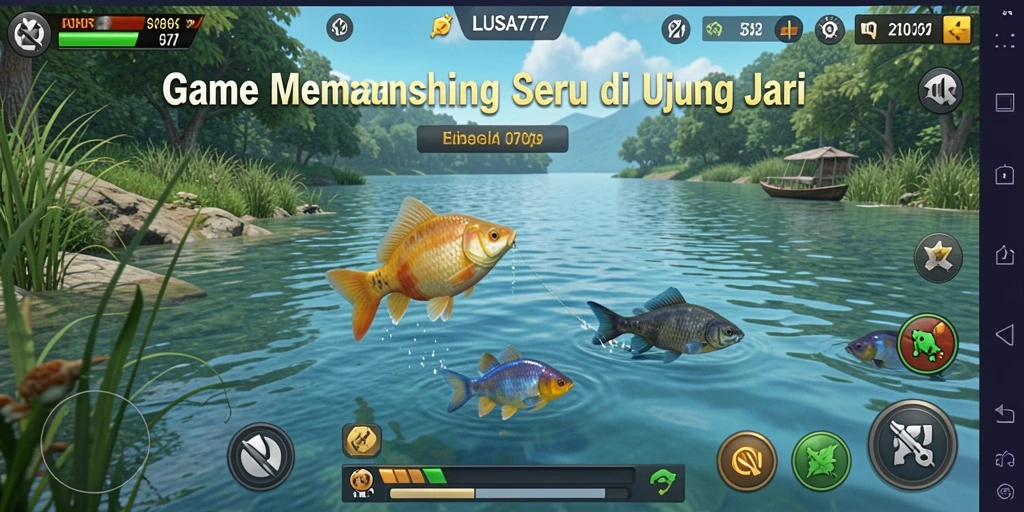 Screenshot gameplay LUSA777 menunjukkan aksi memancing yang seru dan dinamis.