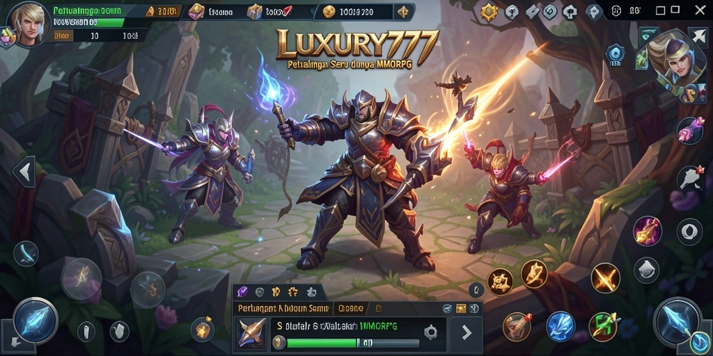 Tangkapan layar LUXURY777 menunjukkan aksi pertempuran yang mendebarkan di dunia MMORPG.
