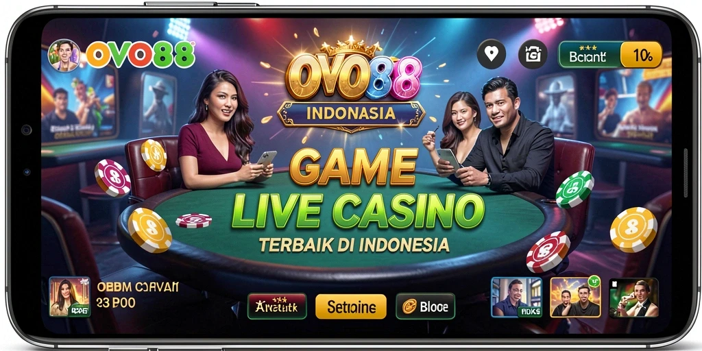 Tampilan gameplay OVO88 dengan dealer langsung di Live Casino.