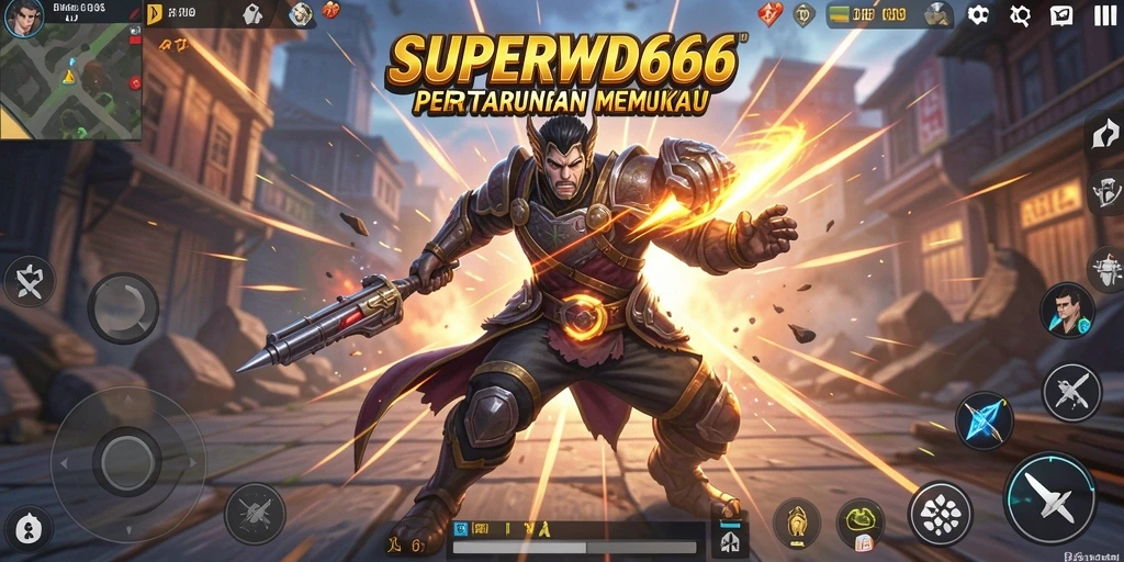 Tangkapan layar SUPERWD666 menampilkan aksi seru dalam pertempuran.