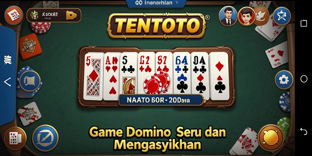 Skrinsut utama TENTOTO menampilkan gameplay Domino yang menarik.