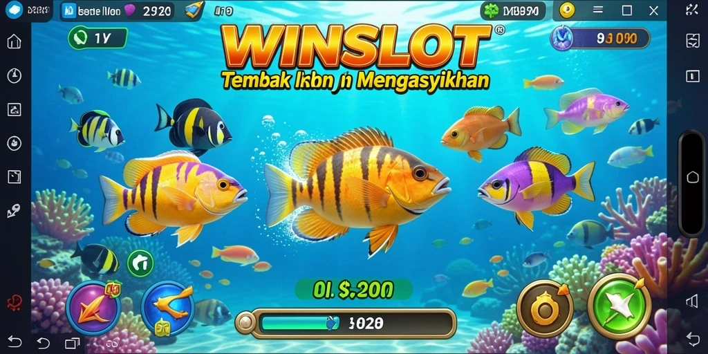 Screenshot gameplay <strong>WINSLOT</strong> menampilkan aksi seru menembak ikan.